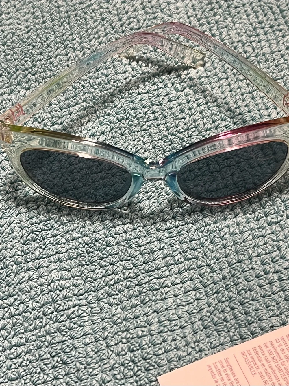 Janie and Jack Girls Cat Eye Sunglasses Clear Frame Black Tinted UV 2-4Y